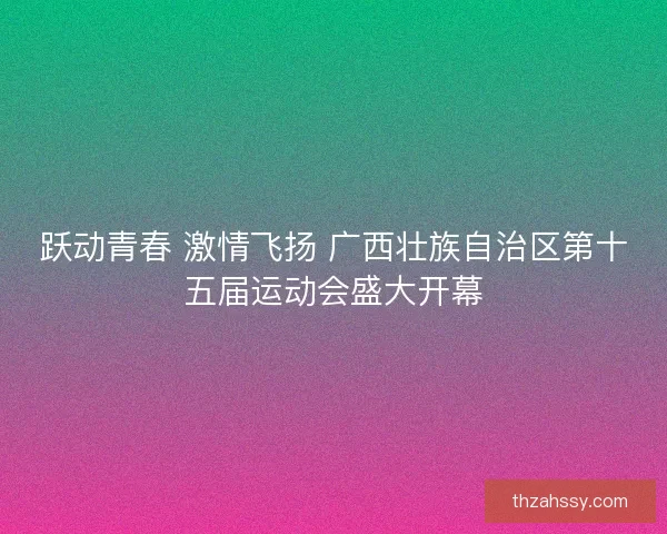 跃动青春 激情飞扬 广西壮族自治区第十五届运动会盛大开幕